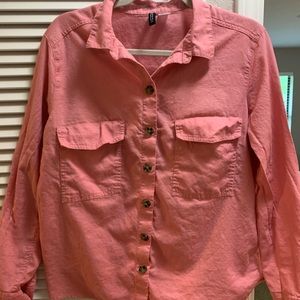 Salmon Pink cotton button up